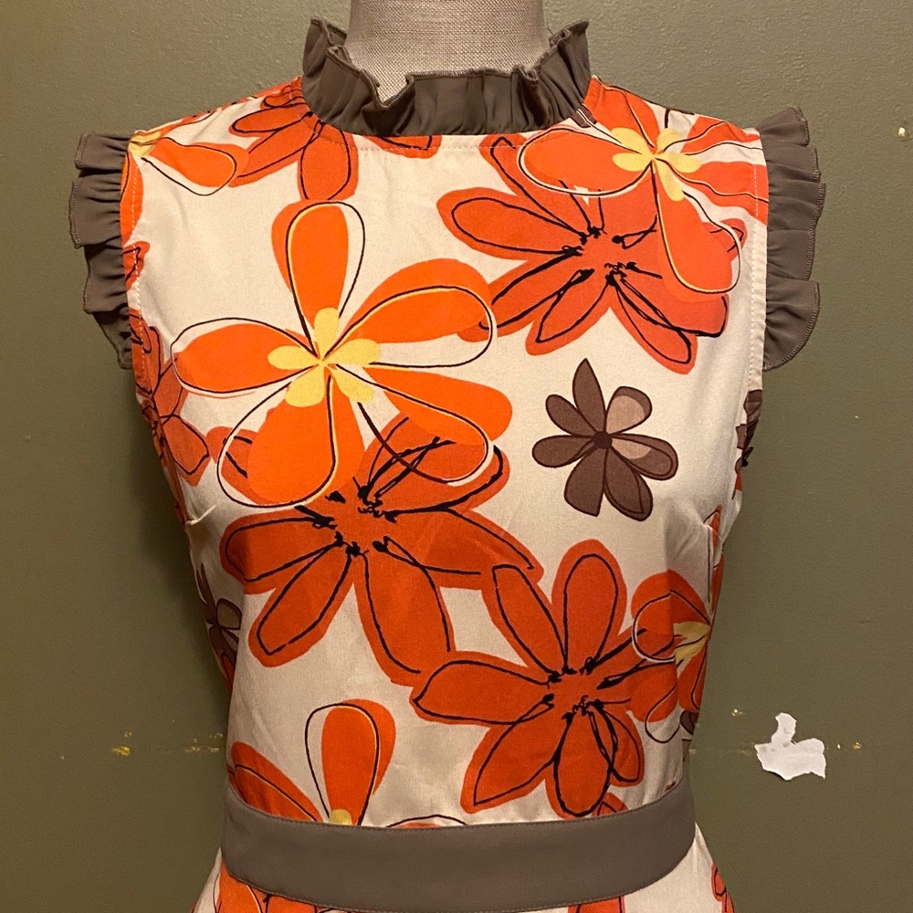 Ruffled Floral Open Back Dress - Picture 2 of 13